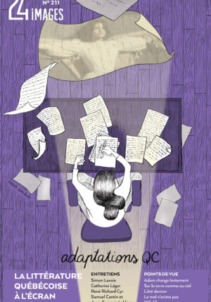 illustration d'une autrice dont les pages de livre deviennent un film